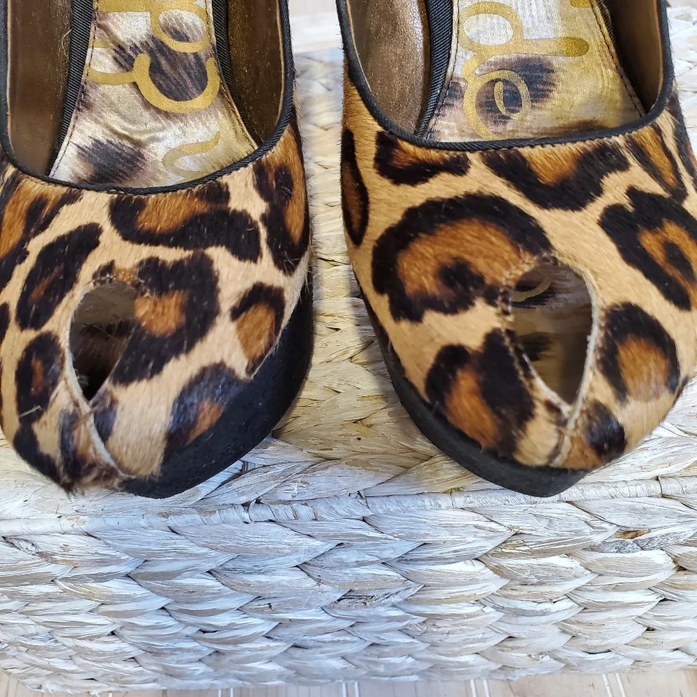 Sam Edelman Niland Cheetah Mob Wife Platform Stiletto Pumps 7.5M 90s Revival